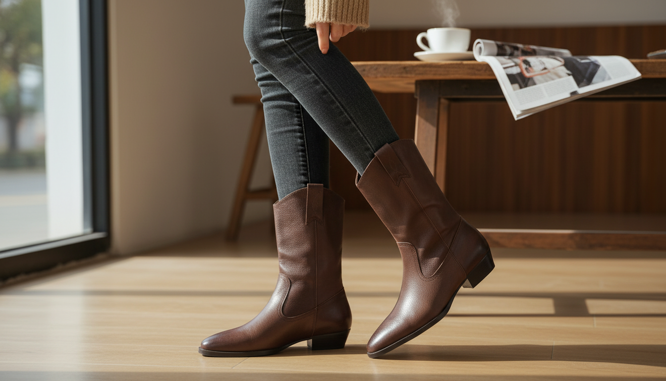 Genuine Leather Ankle Boots: Elegant Thick High Heels