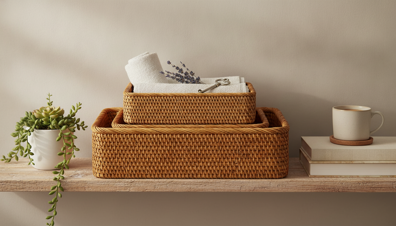 Handmade Rattan Wicker Storage Basket for Easy Home Zones