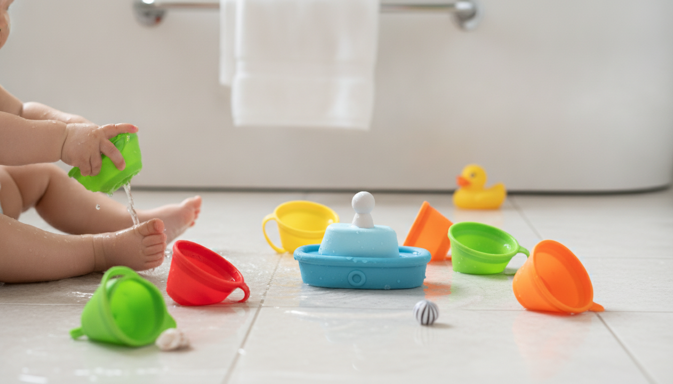 Stacking Boat Bath Toy & Folding Cups for Baby Learning