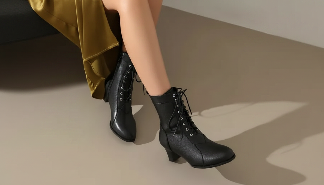 Black Waterproof Low-Heel Ankle Boots for Everyday Wear